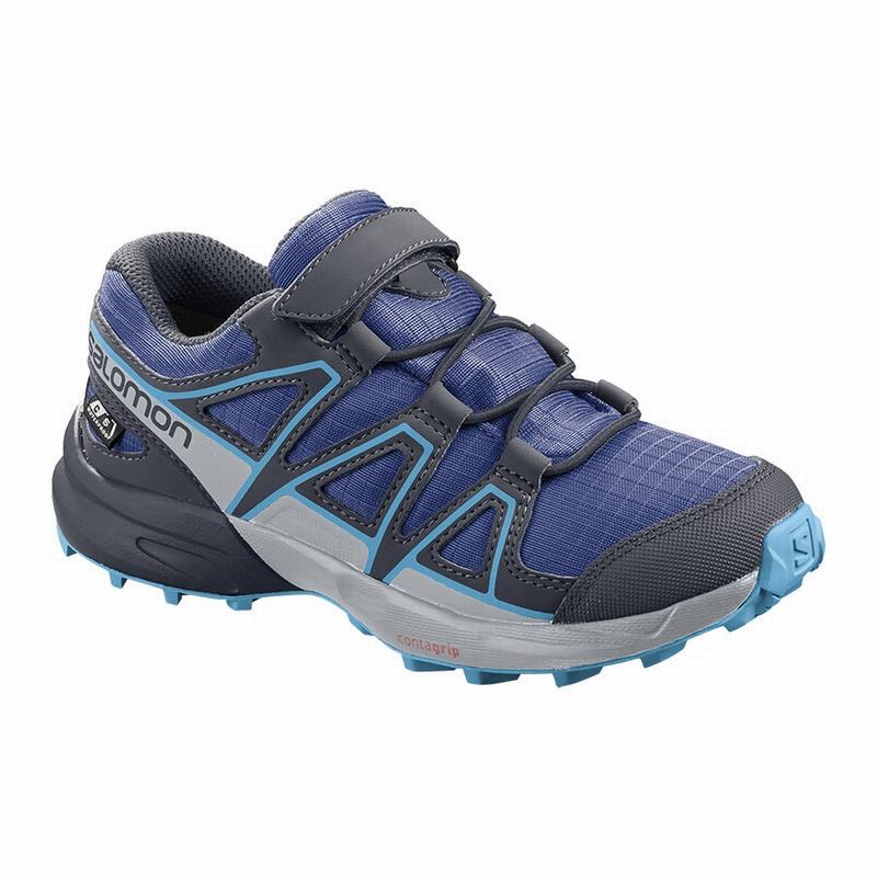 SALOMON SPEEDCROSS CLIMASALOMON™ WATERPROOF Philippines - Kids' Trail Running Shoes - Navy/Blue | 94